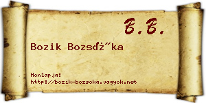 Bozik Bozsóka névjegykártya